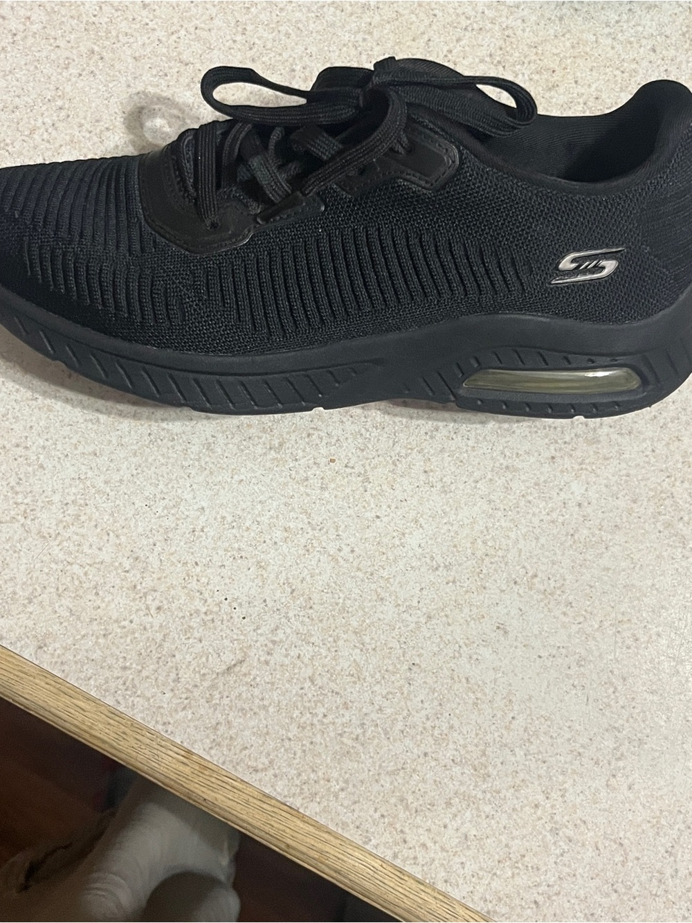 Skechers Women's Black Knit Lace-Up Sneaker with Air Cushion